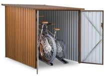 Brązowy schowek rowerowy metalowy Farrad 142x198cm - Wood