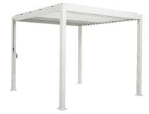 Biała pergola tarasowa 3x3 z żaluzjami Mirador Basic