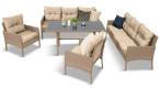 Komplet mebli technorattanowych dla 8 osób z sofami Perata Grande Natural