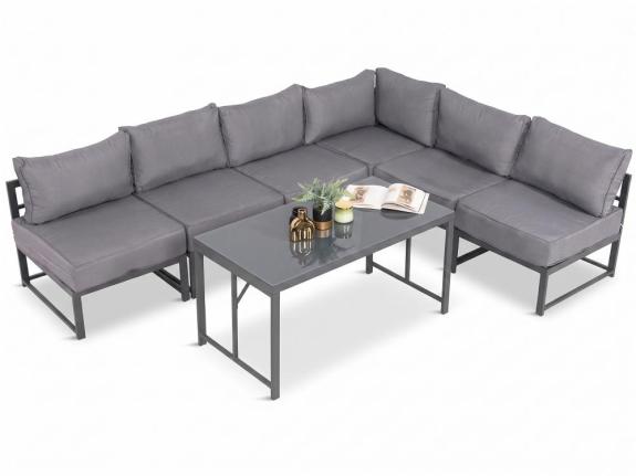 Mobilier de grădină modular modern cu masă înaltă Trapeno 6 module