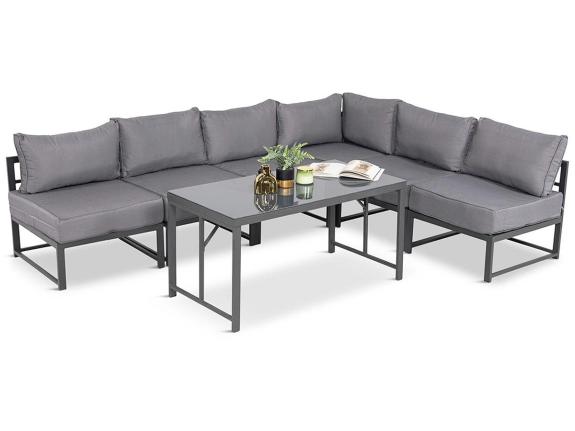 Mobilier de grădină modular modern cu masă înaltă Trapeno 6 module