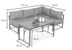 Mały narożnik ogrodowy modułowy z wysokim stołem 120x60cm Trapeno 4 moduły