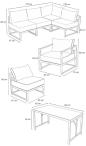 Mały narożnik ogrodowy modułowy z wysokim stołem 120x60cm Trapeno 4 moduły