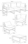 Modułowa sofa ogrodowa 200cm ze stolikiem Trapeno grafit