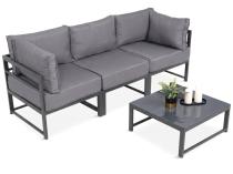 Modułowa sofa ogrodowa 200cm ze stolikiem Trapeno grafit