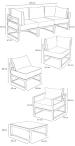 Trzyosobowa sofa ogrodowa 200cm z fotelami Trapeno grafit