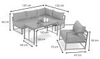 Mały modułowy narożnik na taras z wysokim stołem 120x60cm i fotelami Trapeno 4 moduły