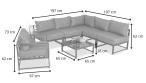 Mobilier de grădină modular de tip colțar cu masă și fotoliu Trapeno 5 module - wymiary