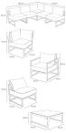 Set mobilier grădină modular de tip colțar cu masă și fotoliu Trapeno cu 5 module - wymiary