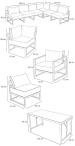 Mobilier de grădină modular grafit cu masă înaltă și fotoliu Trapeno 6 module - wymiary