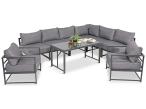 Modułowe meble narożne ogrodowe z wysokim stołem i dwoma fotelami Trapeno 6 modułów