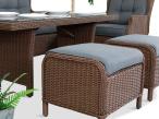 Brązowy zestaw technorattanowy tarasowy Laritto Dining + pufy - Brown
