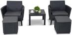 Grafitowy komplet na balkon dwa fotele Salemo ze stolikiem kawowym i dwiema pufami