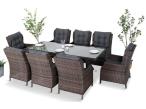 Brązowy stół obiadowy z nogą X 220cm i 8 foteli Laritto - Dark Brown