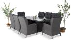 Szare meble ogrodowe technorattanowe - stół 220cm + 8 foteli Laritto