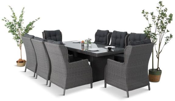 Set masuta terasa ratan aluminiu, masa 220cm Laritto 8+1, gri