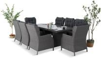 Szare meble ogrodowe technorattanowe - stół 220cm + 8 foteli Laritto