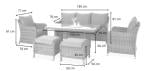 Zestaw mebli technorattanowych z sofą 180cm, fotelami, pufami i wysokim stołem Novici Dining Creme