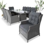 Zestaw obiadowy z technorattanu Laritto 8+1 stół - Grey