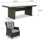 Zestaw obiadowy z technorattanu Laritto 8+1 stół - Grey