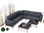 Grafitowy narożnik na taras 276x276cm z dwoma stolikami Skoti Corner - Grey