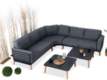 Grafitowy narożnik na taras 276x276cm z dwoma stolikami Skoti Corner - Grey