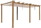 Pergolă terasă metalică Kirn 3x5,5 aluminiu - Lemn crem
