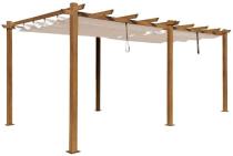 Aluminiowa pergola z przesuwnym materiałowym dachem Kirn 3x5,5 - Cream Wood