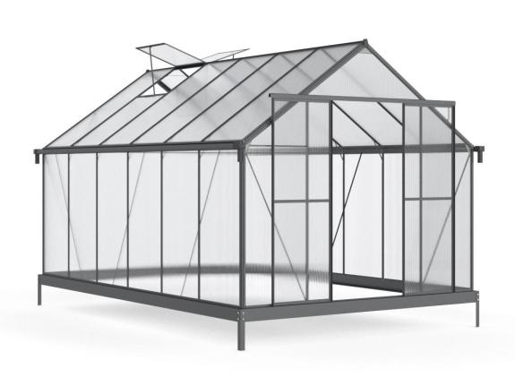 Sera de gradina cu policarbonat de 4mm si rama din aluminiu 370x250 cm - negru