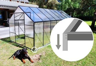 szklarnia ogrodowa z fundamentem i kotwami