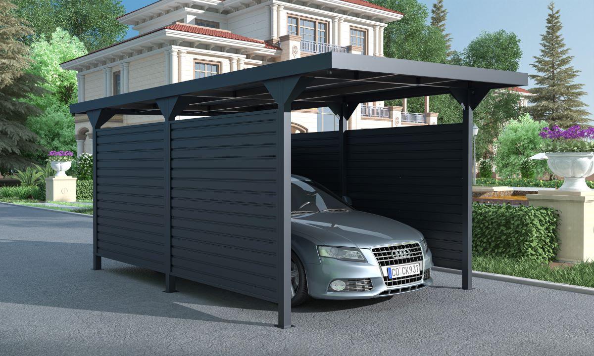 Wiata samochodowa Gert z panelami bocznymi - wizualizacja