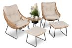 Technorattanowe meble na taras w stylu boho - 2 fotele z podnóżkami - Torgiano Duo - Brown