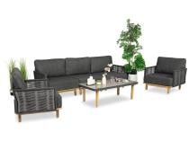 Modułowy komplet mebli na taras z drewnianymi nóżkami - Mona - Dark Grey