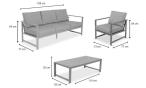 Szary komplet ogrodowy z sofą 199cm i 2 fotelami Vilde Grey