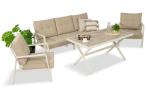 Komplet mebli tarasowych dla 5 osób z sofą 190cm - Elke Dining - White