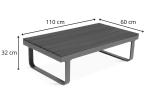 Stolik ogrodowy 110x60x32 cm ze stołem imitującym drewno - Dark Grey