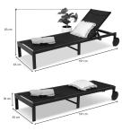 Sezlong gardina multipozitii Ahelo, cu roti, aluminiu/textil, 65 x 197 x 83 cm, negru - wymiary