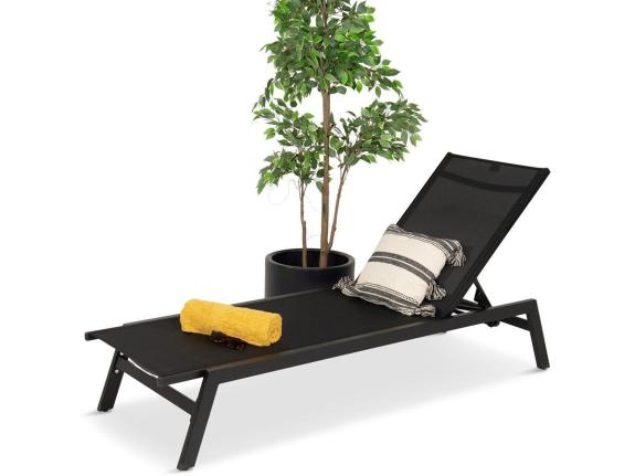 Sezlong gradina aluminiu/textil Erebu, 62 x 182 x 91 cm, negru