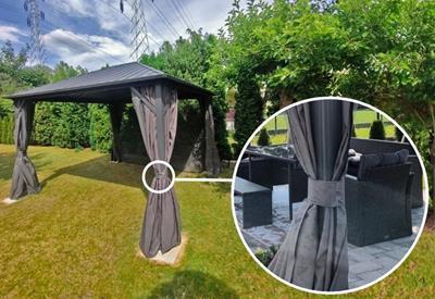 pawilon ogrodowy z zasłonami