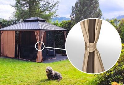 pawilon ogrodowy z zasłonami