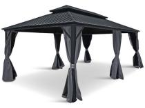 Aluminiowa altana ogrodowa 3,5x6 ze stalowym dachem i zasłonami - Hater