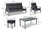 Nowoczesny zestaw białych mebli ogrodowych - sofa 202cm, stół obiadowy, fotele i pufy - Renalo Dining White
