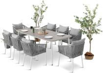 Zestaw mebli ogrodowych - stół 210cm + 8 krzeseł - Kostto Dining 8+1 White