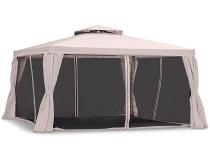 Nowoczesny pawilon ogrodowy aluminiowy 3x4 z moskitierą Okapi Max Kremowy