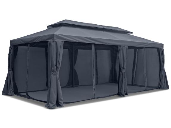 Pavilion de grădină gri 3x6 cu plasă de țânțari și perdele Okapi Max