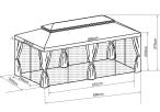Pavilion gradina Okapi Max 3x6 din metal cu perdele și plasă de țânțari - Cremă - wymiary