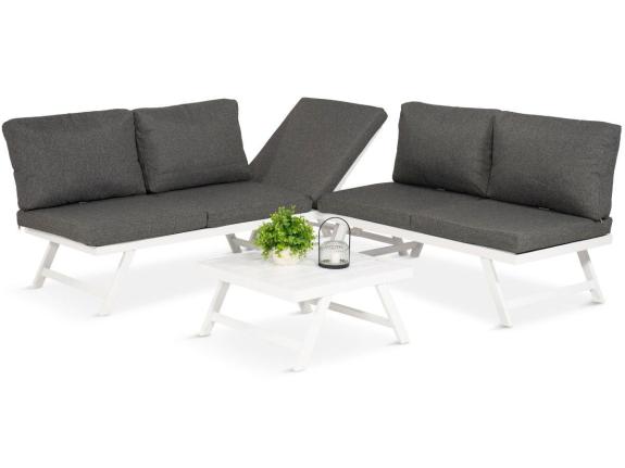 Coltar gradina/terasa 3 piese Soletto, perne incluse, alb