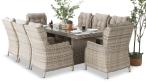 Jasne technorattanowe meble obiadowe na taras - stół 220cm + 8 foteli Laritto - Beige