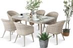 Meble ogrodowe technorattan 6 krzeseł i stół Cioso Dining 6+1 - Beige