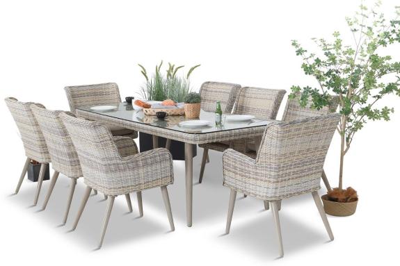 Technorattanová zahradní souprava se stolem a 8 křesly Tonitto Dining - Beige